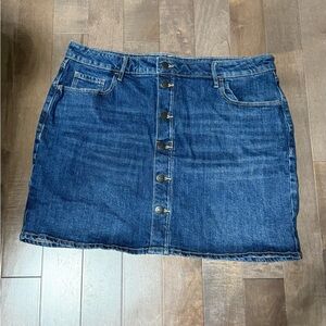 Old Navy Blue Pencil Mini Button Front Size 14 Skirt Casual